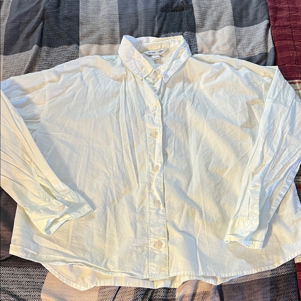 Old Navy Cream Boyfriend Shirt